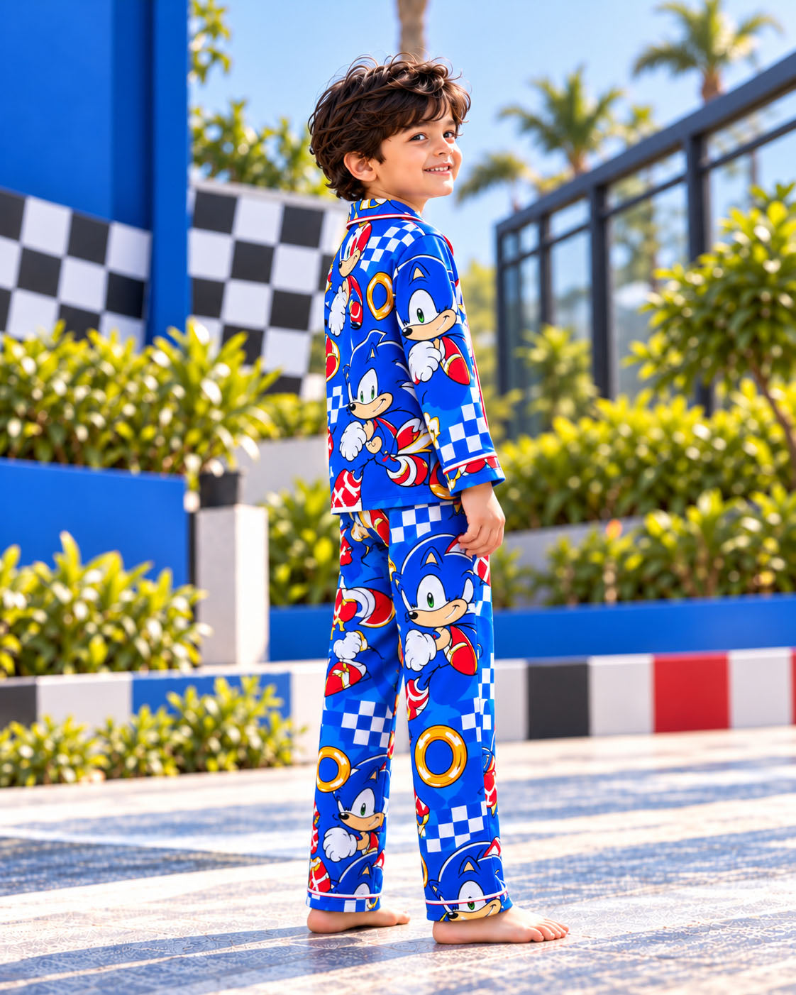 Turbo Dash Royal Blue Pure Cotton Printed Boys Nightsuit Set
