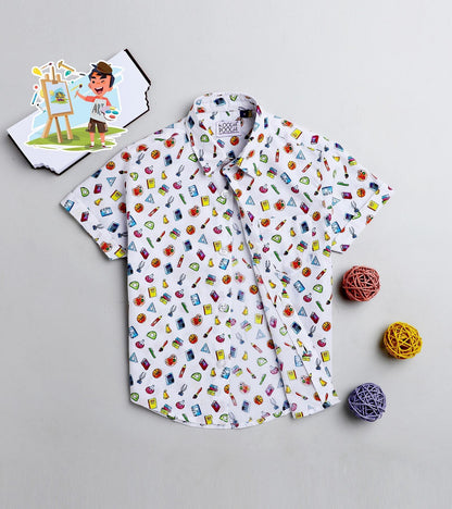 Paint Printed Half Sleeve Shirt