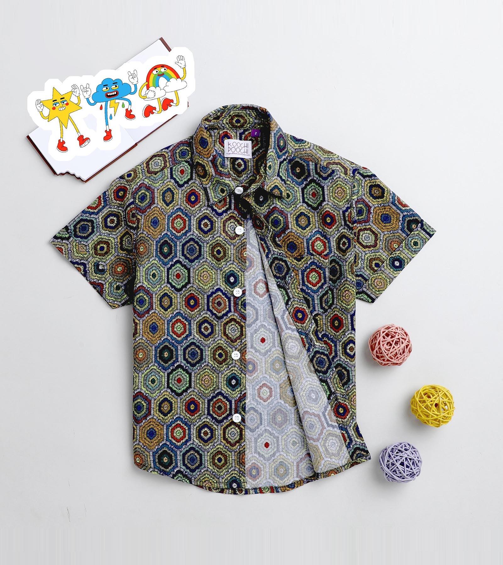 Mosaic Printed Half Sleeve Shirt