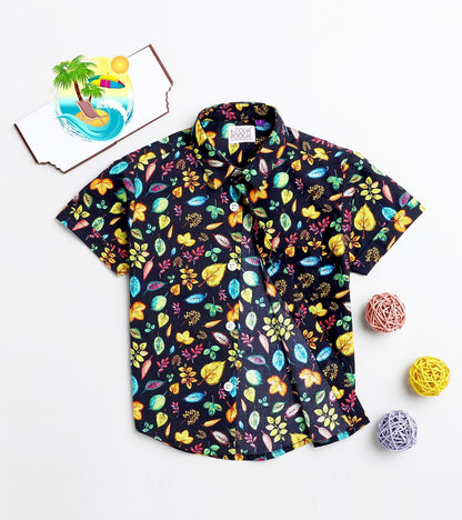 Mix Leaf Printed Half Sleeve Shirt