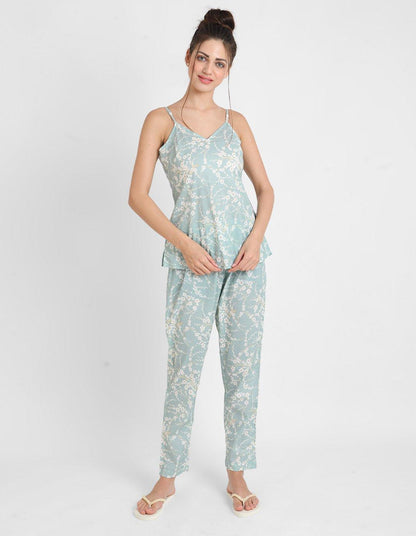 Blossom Printed Singlet Pajama Set for Women