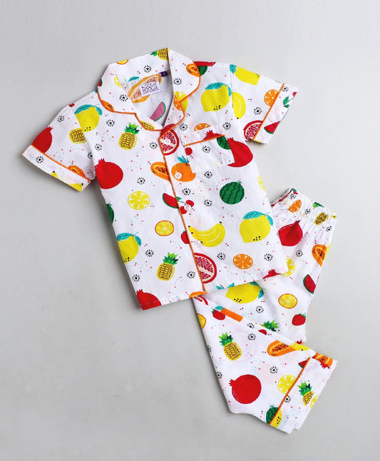 Rainbow Fruits Printed Night Suit Set