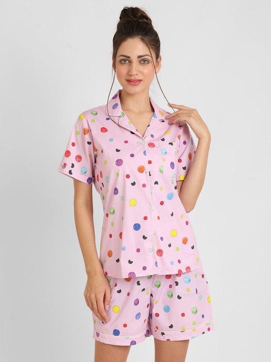 Polkadot Printed Nightsuit Set for Women