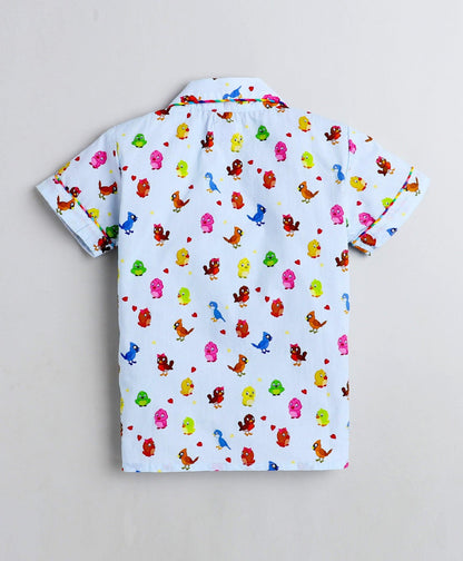 Singing Birds Printed Night Suit Set - koochi Poochi