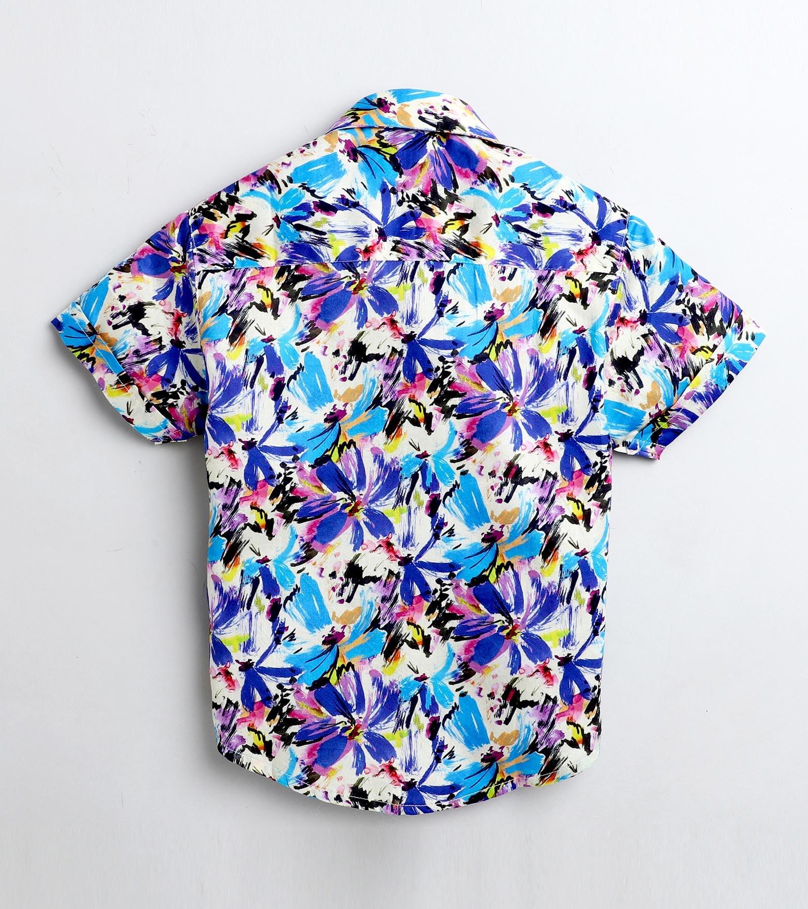 Painterly Floral Printed Half Sleeve Shirt