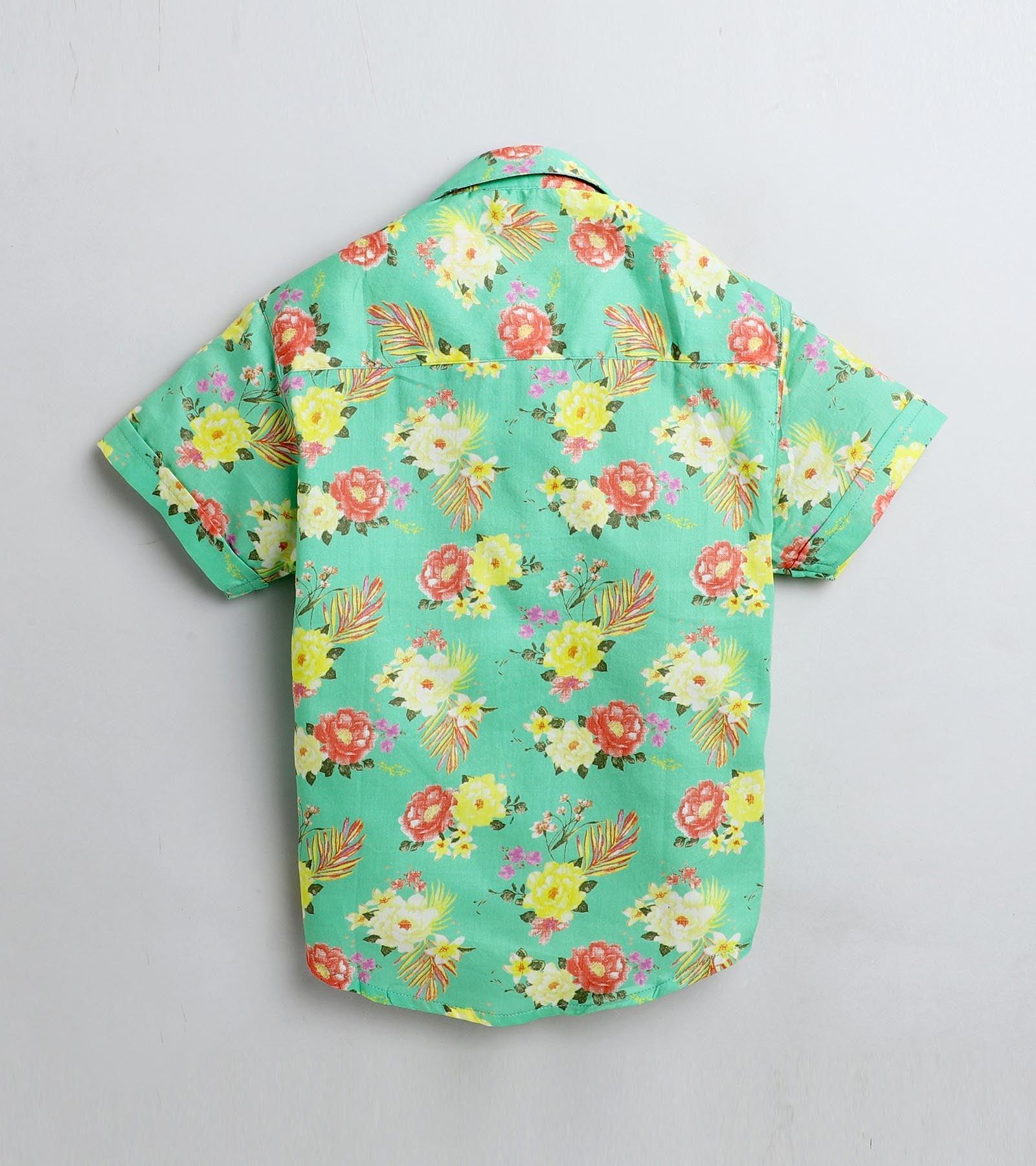 Peony Printed Half Sleeve Shirt