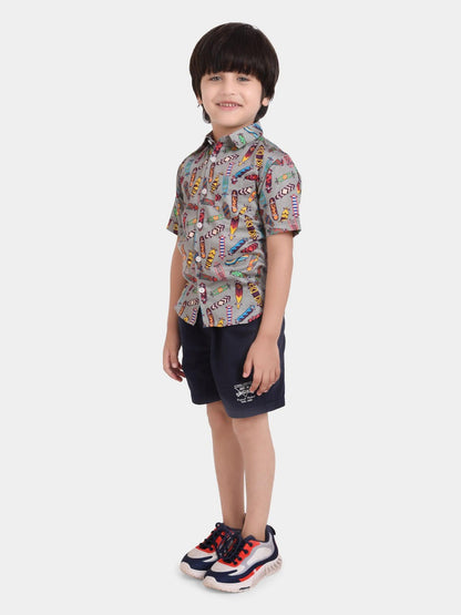 Skateboard Printed Half Sleeve Shirt - koochi Poochi