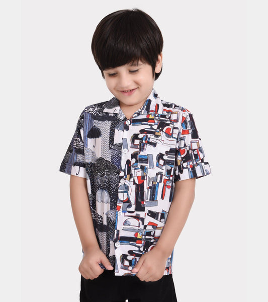 Double Fun Printed Boys Shirt