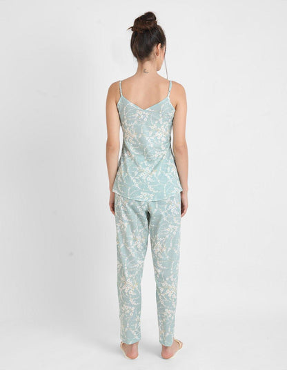 Blossom Printed Singlet Pajama Set for Women