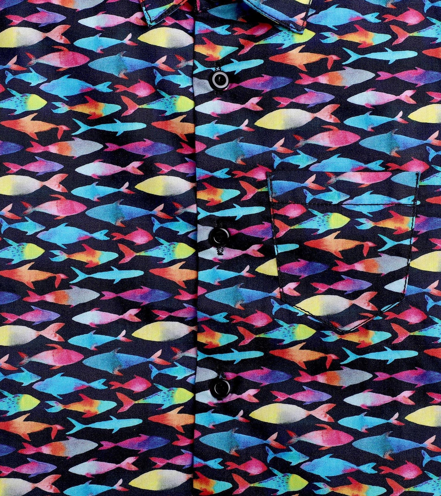 Painted Fish Printed Half Sleeve Shirt