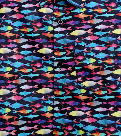 Painted Fish Printed Half Sleeve Shirt