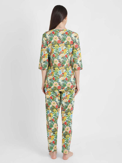 Wild Floral Printed Nightsuit Set for Women