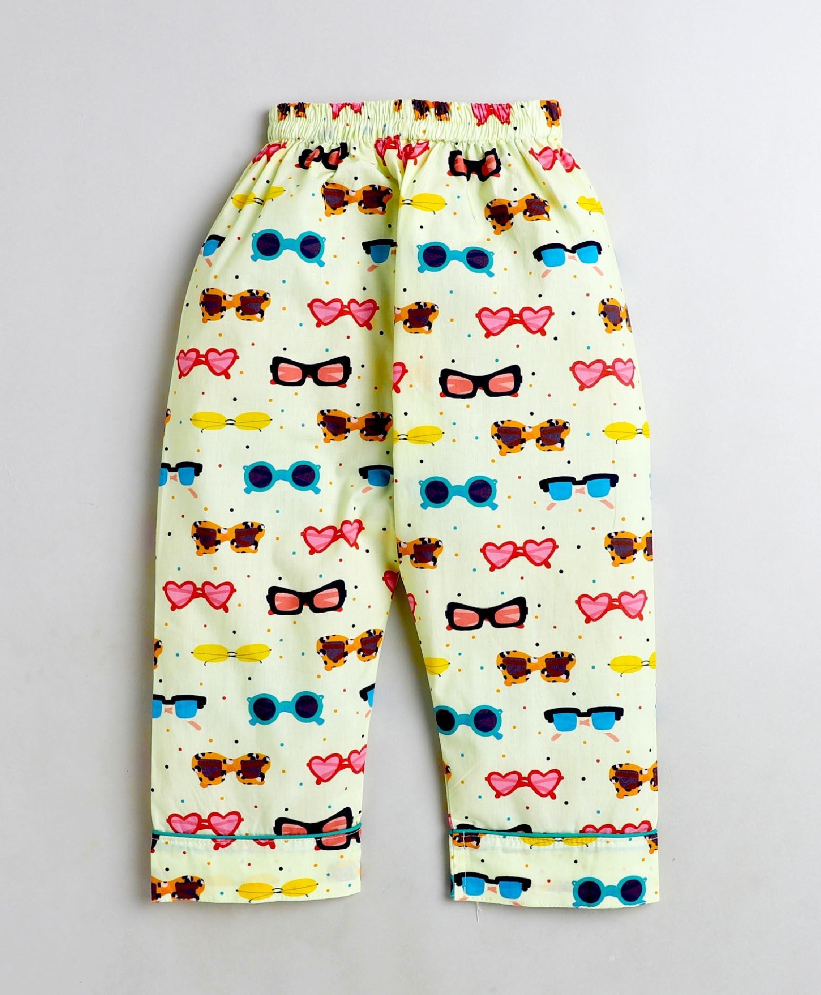 Sunglasses Printed Night Suit Set for Girls
