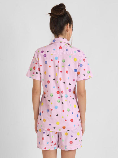 Polkadot Printed Nightsuit Set for Women