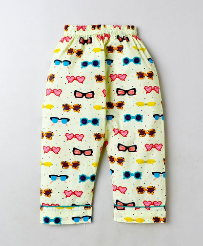 Sunglasses Printed Night Suit Set for Girls