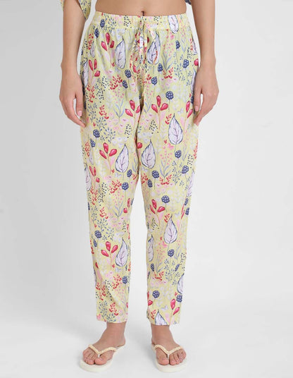 Yellow Blooming Print Pajama Kaftan