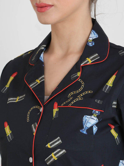 Trinket Printed Nightsuit Set for Women - koochi Poochi