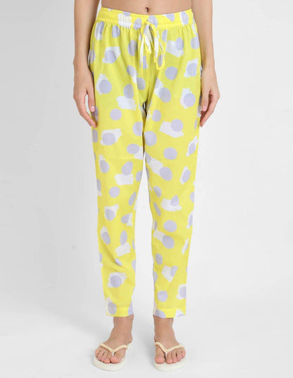 Yellow Polka Printed Singlet Pajama Set for Women