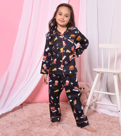 Chillflix Printed Nightsuit Set for Girls