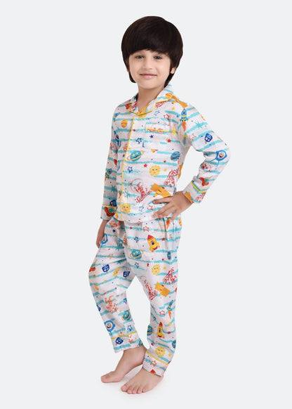 Space Enthusiast Printed Night Suit Set - koochi Poochi