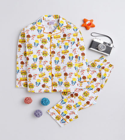 Fav Food Printed Nightsuit Set for Girls
