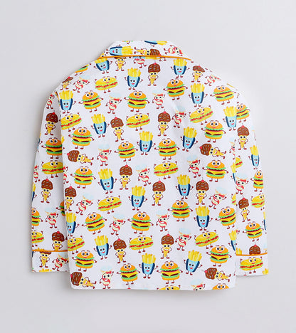 Fav Food Printed Nightsuit Set for Girls
