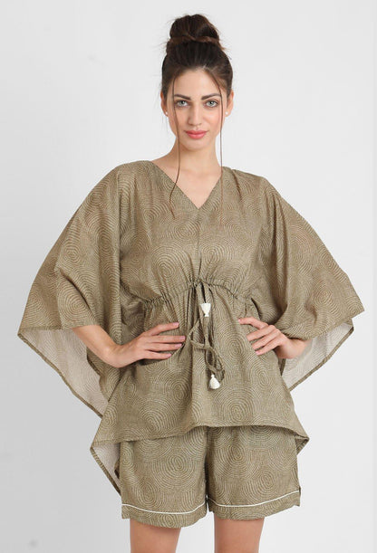 Warli Print Kaftan Shorts Set