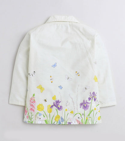 Floral Border Girls Printed Nightsuit set