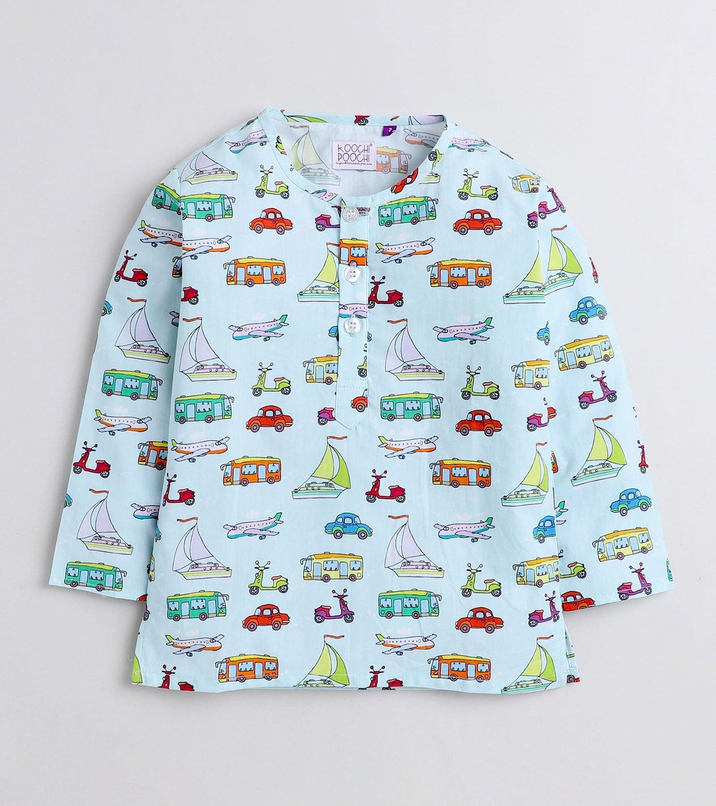 Transport Theme Printed Pyjama Kurta Set - koochi Poochi