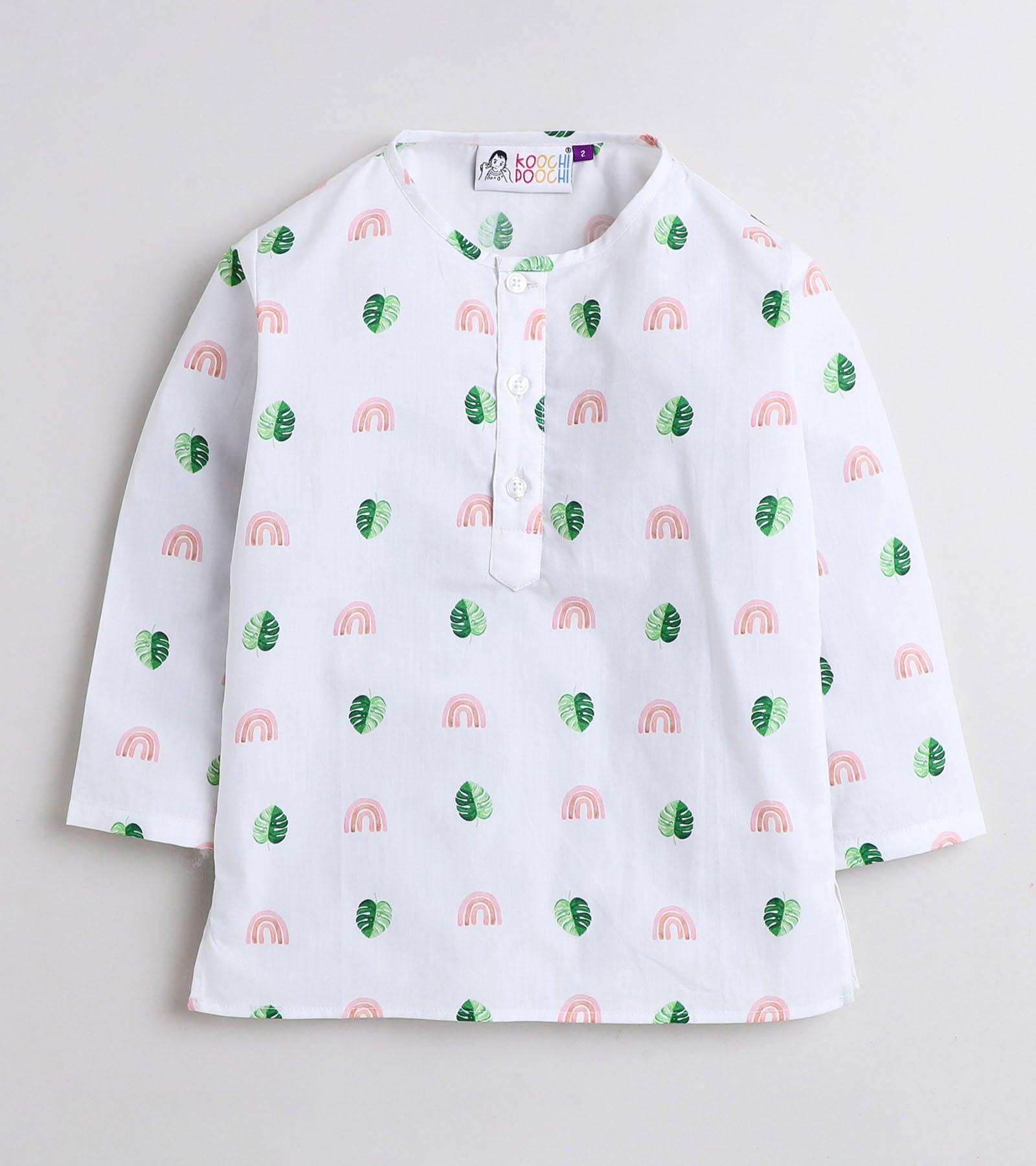 Monstera Printed Pyjama Kurta Set