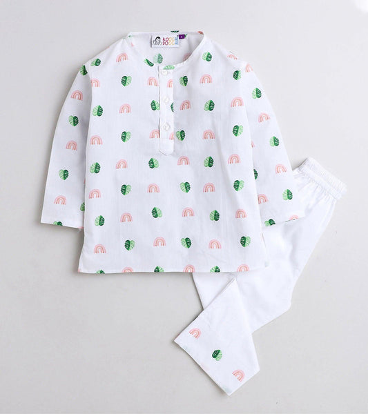 Monstera Printed Pyjama Kurta Set