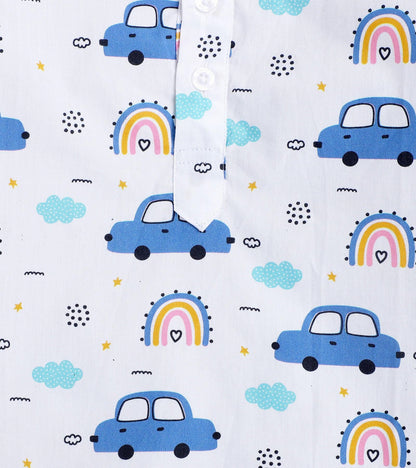 Mini Car Printed Pyjama Kurta Set