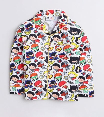 Mini Superhero Printed Night Suit Set