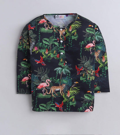 Night Jungle Printed Pyjama Kurta Set