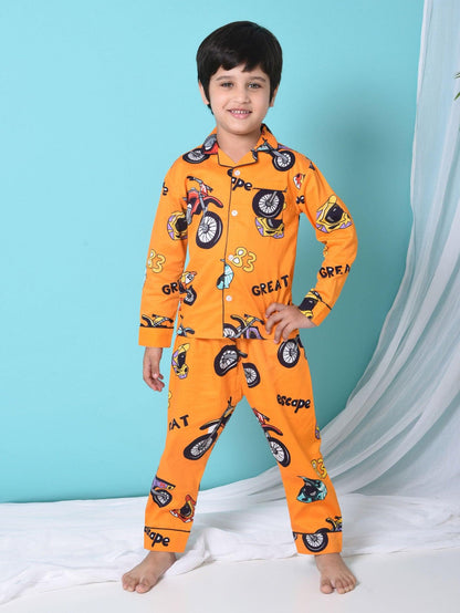 Racing Bike printed Nightsuit Set - koochi Poochi