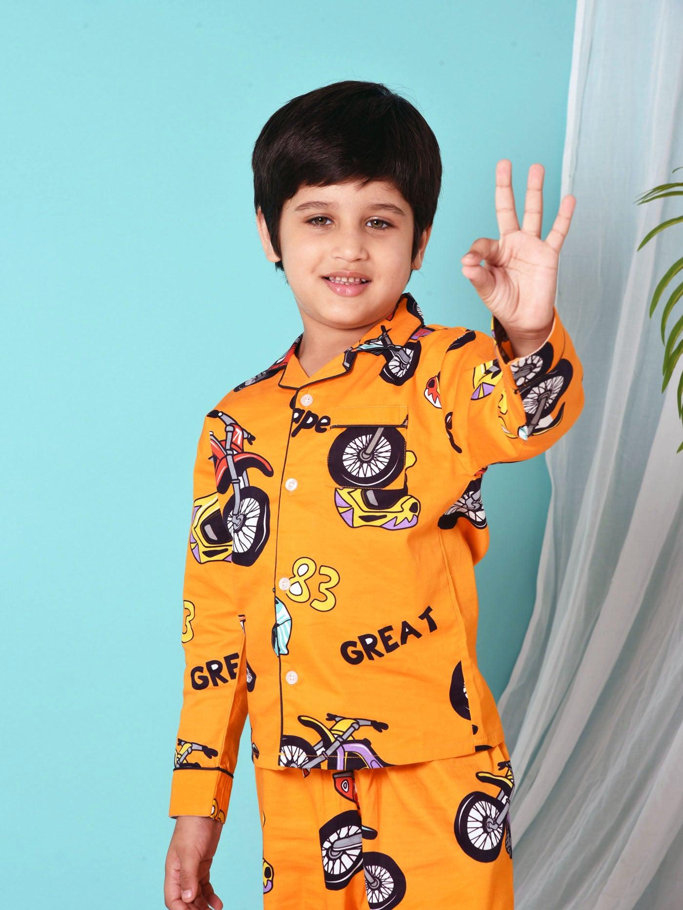 Racing Bike printed Nightsuit Set - koochi Poochi