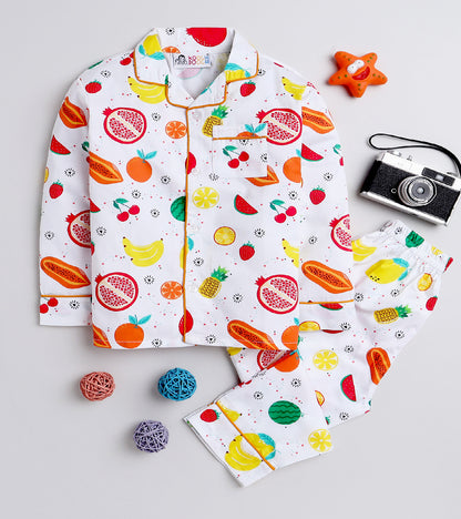 Rainbow Fruits Printed Night Suit Set