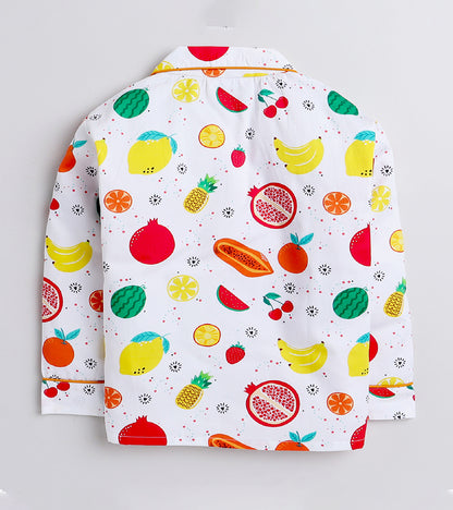 Rainbow Fruits Printed Night Suit Set