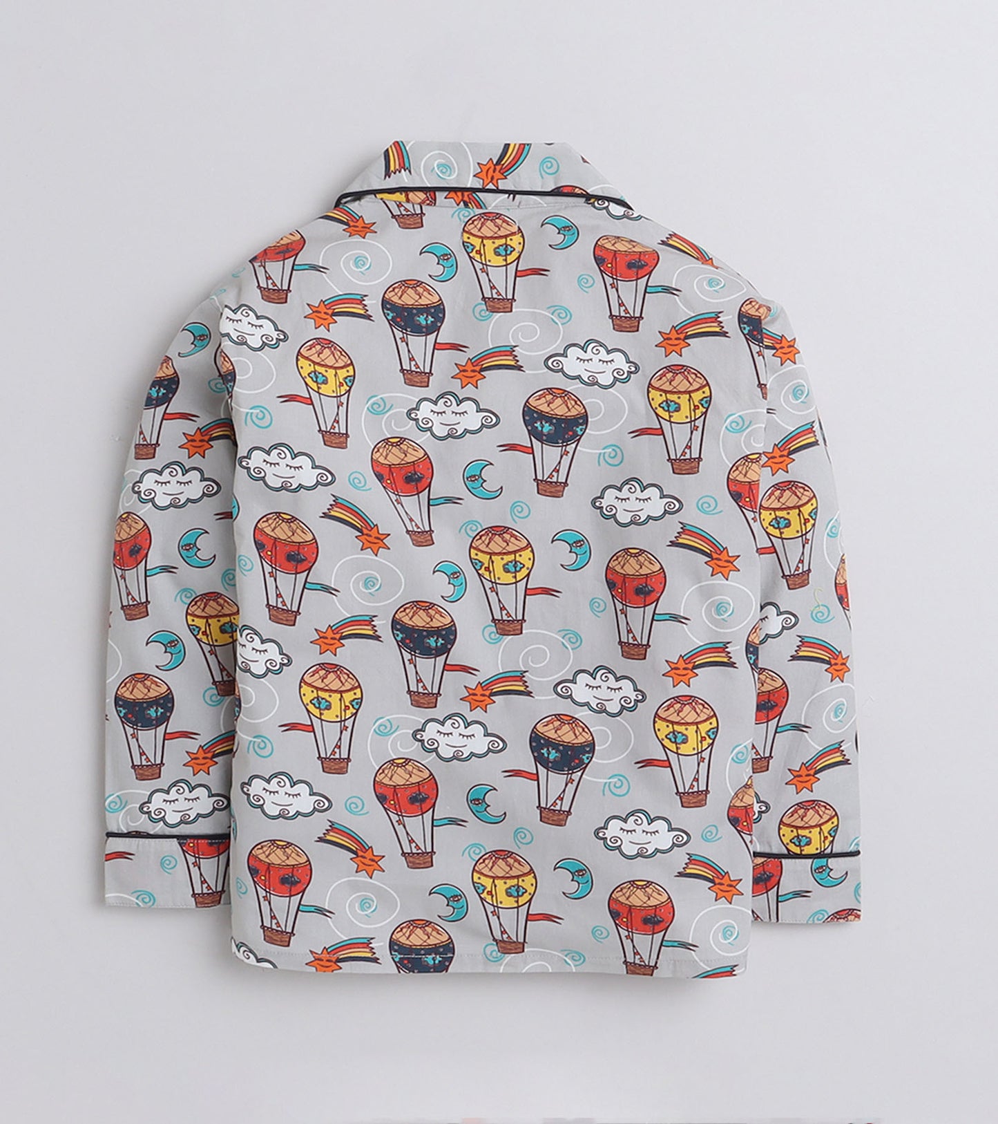 Sky Balloon Grey Printed Nightsuit Set for Girls