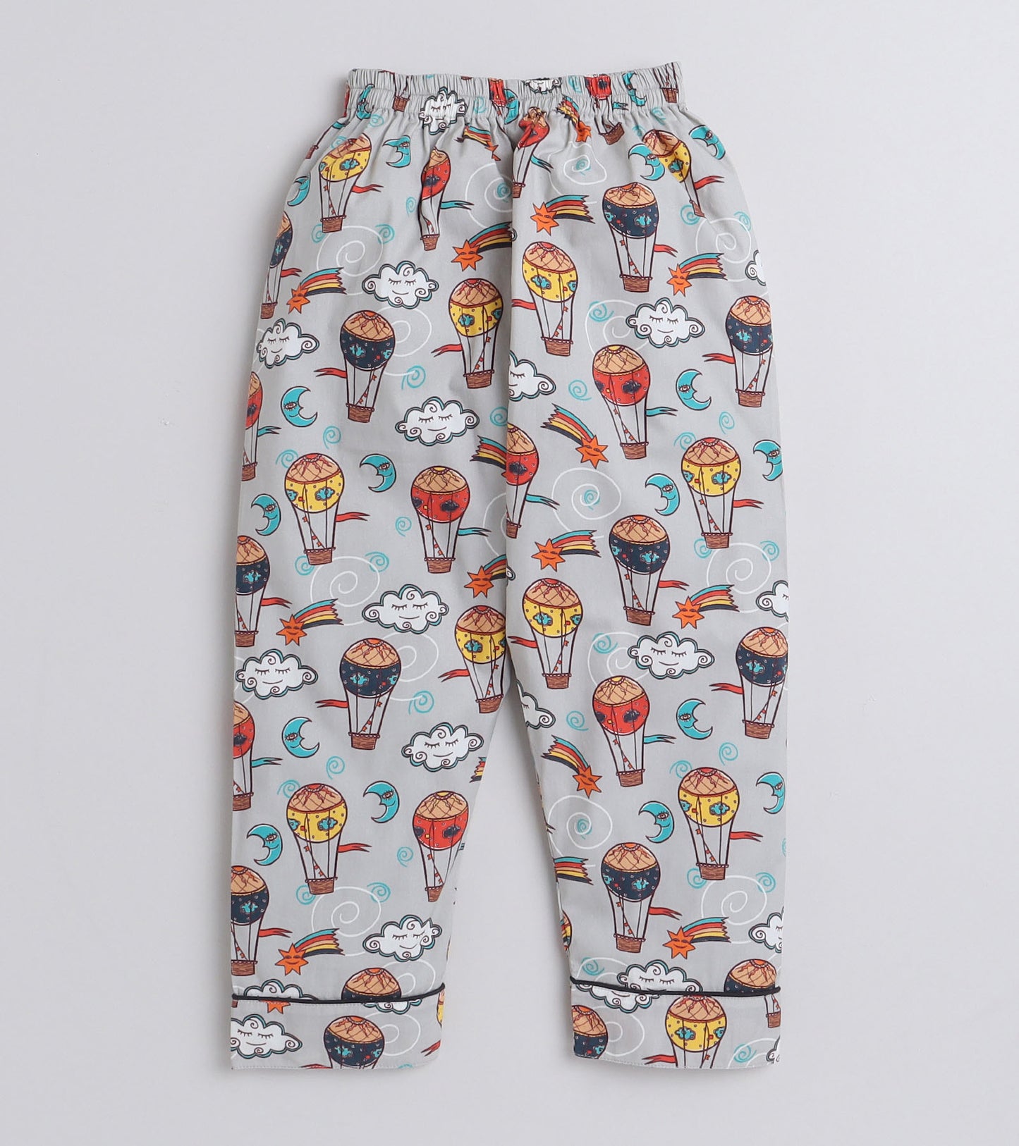 Sky Balloon Grey Printed Nightsuit Set for Girls