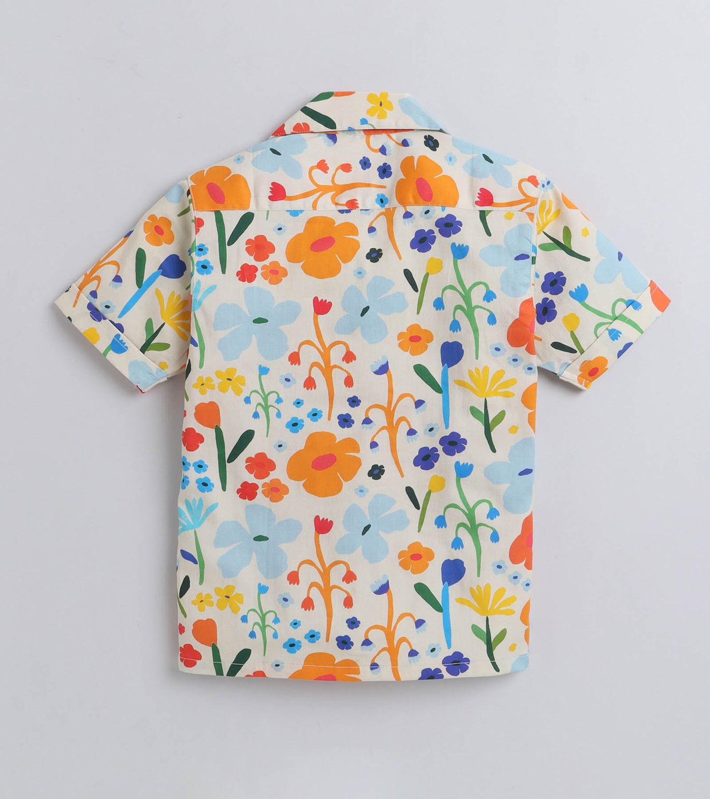 Spring Spell Digital printed Shirt with Blue solid Shorts