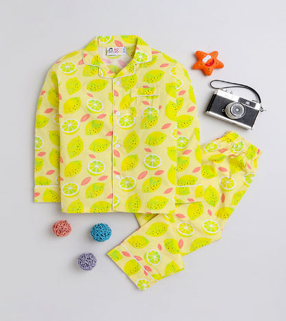 Sunshine  Lemon  Printed Night Suit Set