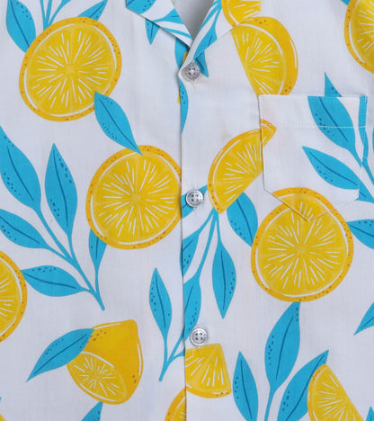Sweet Lime Digital printed Shirt with Blue solid Shorts