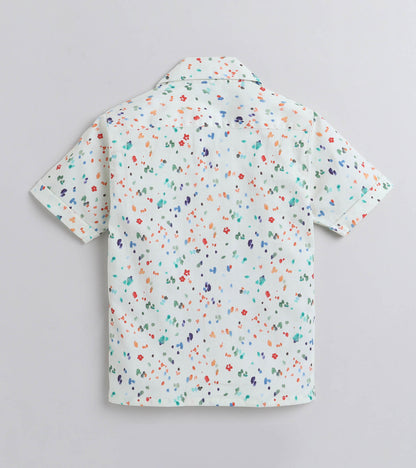 Tiny Dots Digital printed Shirt with White solid Shorts