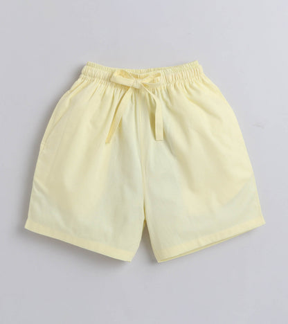 Tulip Flower Digital printed Shirt with Yellow solid Shorts