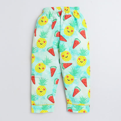 Watermelons and Smiley Pineapple Printed Night Suit Set