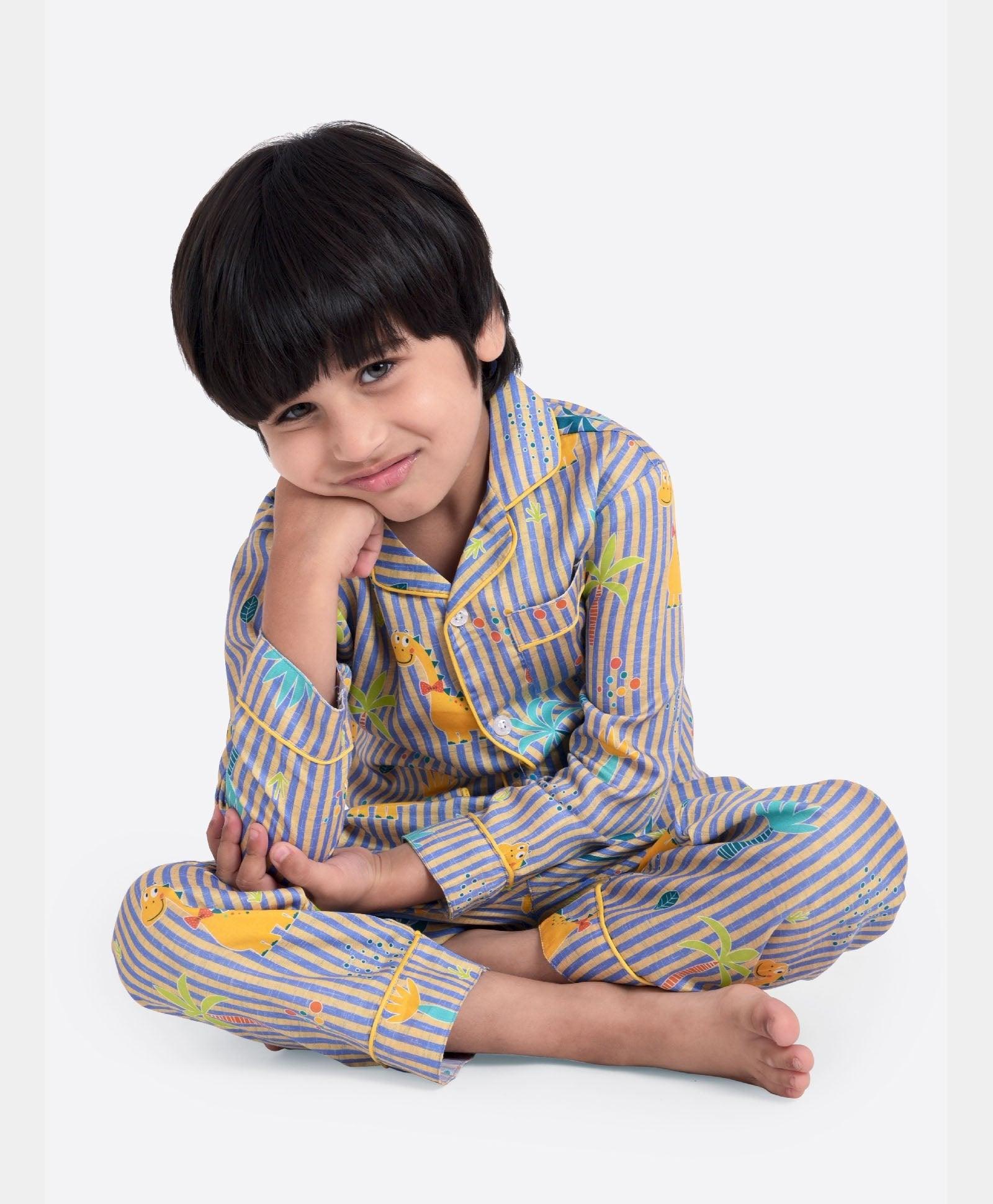 Dino Stripe Printed Night Suit Set