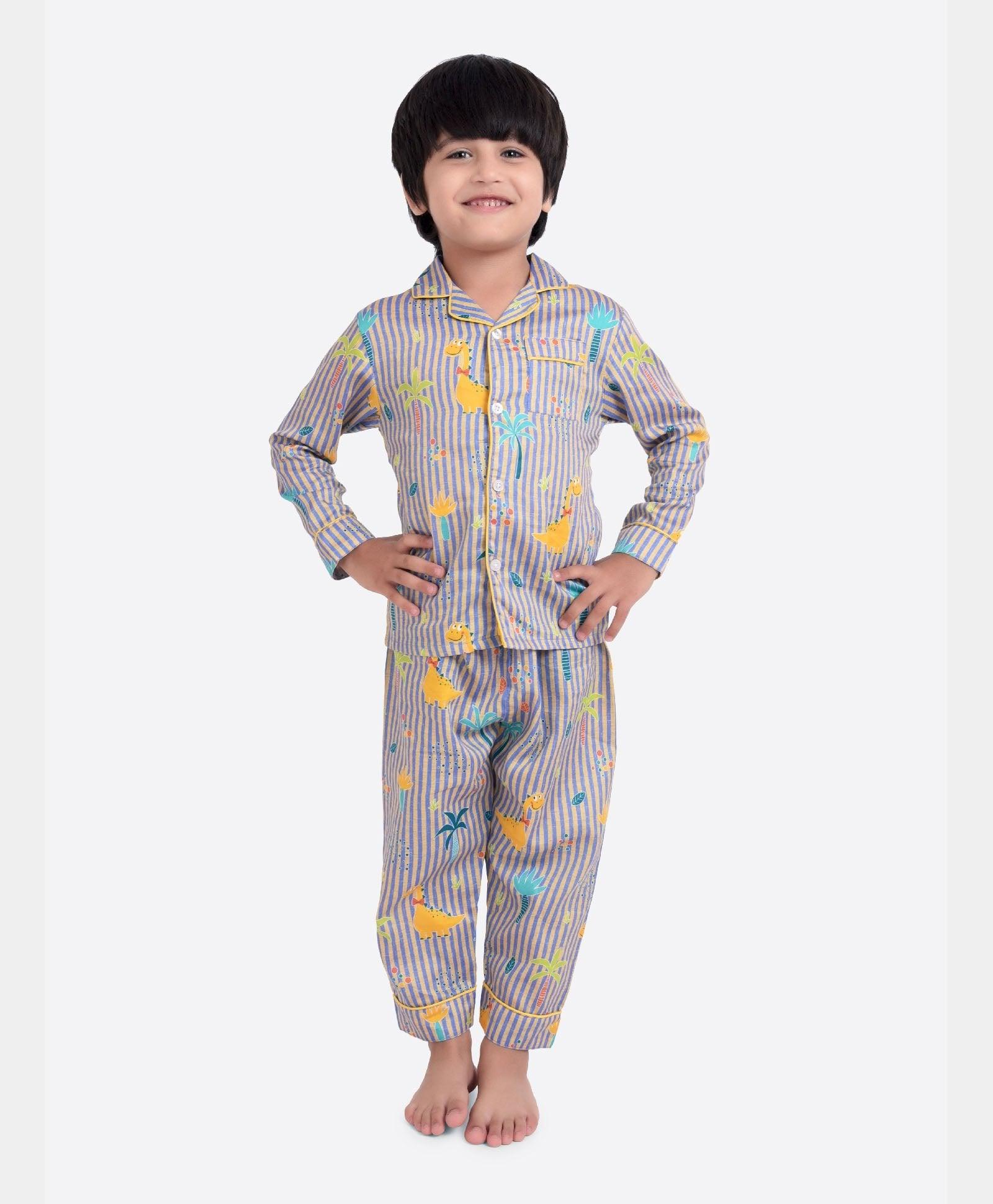 Dino Stripe Printed Night Suit Set