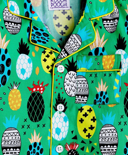 Green Pineapple Printed Night Suit Set