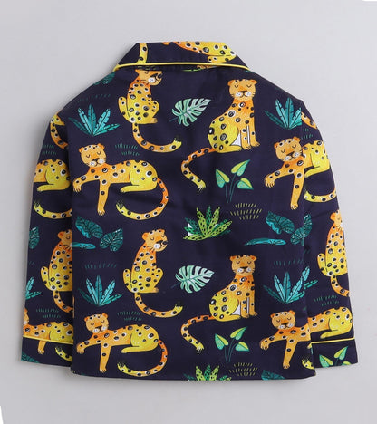 Navy Tiger Printed Nightsuit Set
